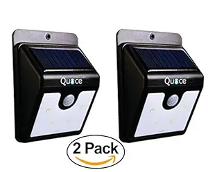 Quace Upgraded 4 Solar LED Motion Sensor Stick Never Turns Off Dim and PIR Bright Mode (Black) - Set of 2