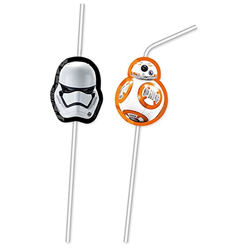 6 Trinkhalme * STAR WARS VII * für Kindergeburtstag und Motto-Party // Set Strohhalm Drinking Straws Kinder Einweg Geburtstag Motto The Force Awakens Lucasfilm Darth Vader Yoda Krieg der Sterne Disney Episode Klonkrieger