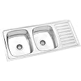 304 Grade Stainless Steel Kitchen Sinks, Double Bowl with Drainboard, Matt Finish, 45 x 20 inch