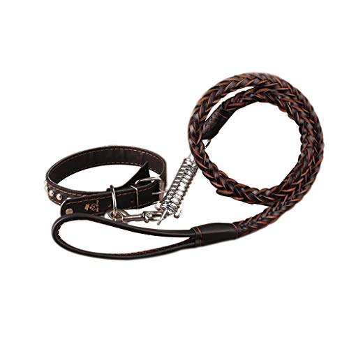 Preisvergleich Produktbild BTPDIAN Mittlere Hunde Großes Hundehalsband Zugseil Hundeleine Hundekette Golden Set Sicherheitsgurte für Hunde (Farbe : Schwarz)