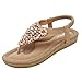 Produktbild Elecenty Sandalen Damen,Schuhe Shoes Schuh Sommerschuhe Bequeme 3D Blume Sandaletten Frauen Sommer Zehentrenner Offene Flache Badesandalette Freizeit Elegante Zehensandale Strandschuhe (37, Khaki)
