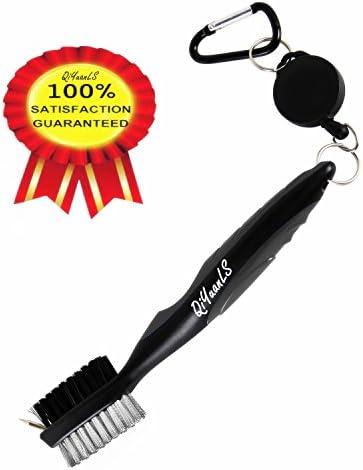 Golf Club Brush Golf Club Groove Cleaning Brush - 2 Ft Retractable Zip-line Aluminum Carabiner Easily Attaches to Golf Bag - For Cleaning Golf Shoes/Golf Club/Golf/Golf Groove (gray)