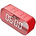 Produktbild LOEROY Bluetooth Lautsprecher Radio Wecker, Tischuhr mit Bluetooth-Lautsprecher FM-Radio, Zwei Alarme mit Temperatur, Freisprecheinrichtung, USB für Smartphones (Größe: 140 * 50 * 80 mm),Red