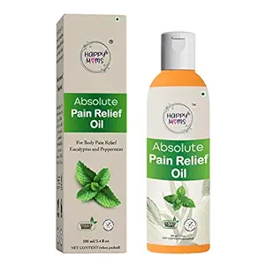 Happy Moms Absolute Pain Relief Massage Oil - Certified Organic, Quick Relief from Knee, Back, Neck Pain, Sesame, Eucalyptus, Peppermint and Ginger Essential Oil - 100 ml