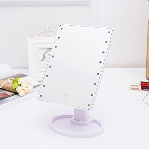Cosmetic mirror Led Glowing Desktop Fold HD Vanity Mirror Portable Beauty Princess Mirror Smart Dimming Wddwarmhome (Color : White)