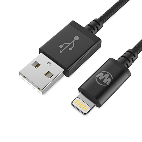 Wanshine 1m iPhone Lightning Kabel Nylon USB Ladekabel, Lebenslange Garantieserie, [Apple MFi Zertifiziert] für iPhone 7, 7 Plus SE 5s 5c 5 6s 6 / 6 Plus, 6s Plus, iPad Pro, Air 2 und weitere (schwarz)