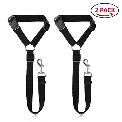 YAMI Ceinture de sécurité de Chien Ceinture Harnais de Ceinture de siège de Voiture réglable pour Animal de Compagnie voyageant 2 Paquets