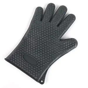 Generic Grey: Epasun 1Pcs Silicone Heat Resistant Oven Mitts Thick Baking Kitchen BBQ Grill Glove Cooking Bakeware Holder Barbe