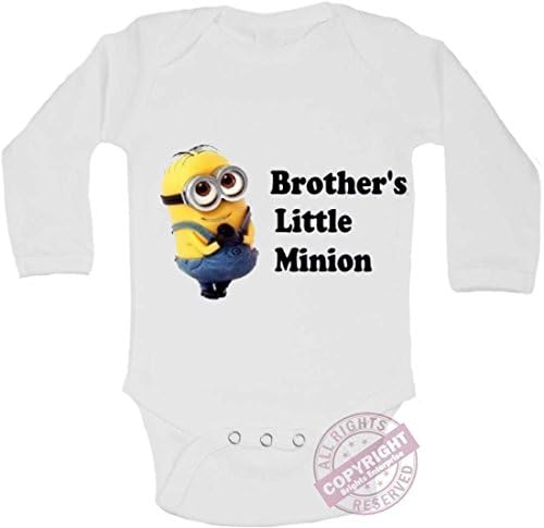 Long Sleeve Bodysuit With The Wording Brothers Little Minion With The Picture Of a Minion From Our Baby Clothing Range (6-12 Months)