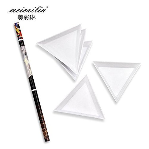 1 PCs Stift + 5 Dreieck Platten Set Selbstklebem Harz Strass Picker Bleistift Nail Art Edelstein Kristall Pick up Werkzeug Wachs - 2