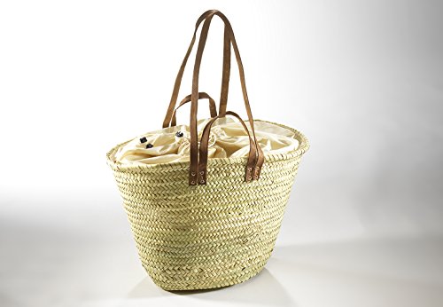 Palmtasche Korbtasche Einkaufstasche Flechttasche Strandtasche Ledergriff - 2