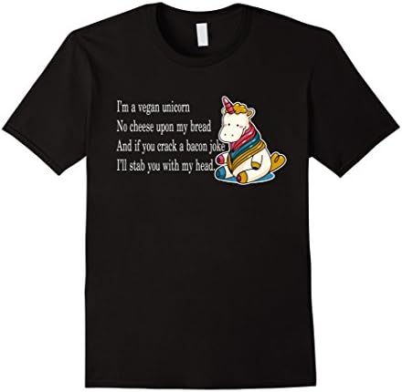 I'm A Vegan Unicorn No Cheese Upon My Head T-shirt Funny Male Large Black