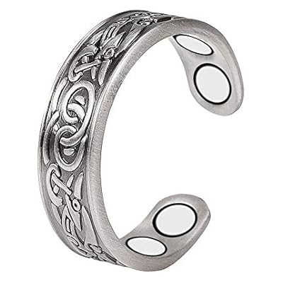 EnerMagiX Silver Color Pure Copper Magnetic Rings, Copper Rings for Women with 4 Magnets, Jewelry for Ladies