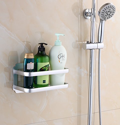 Wangel Duschkorb Duschablage ohne Bohren, Patentierter Kleber + Selbstklebender 3M-Kleber, Aluminium, Matte Finish - 2