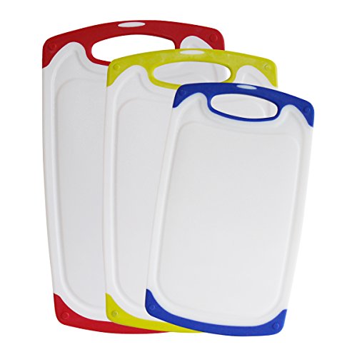 STONELINE® Schneidebrett-Set, 3-tlg., weiß/blau ca. 25 x 15 cm, weiß/grün ca. 31,5 x 20 cm, weiß/rot ca. 40 x 24 cm, Kunststoff
