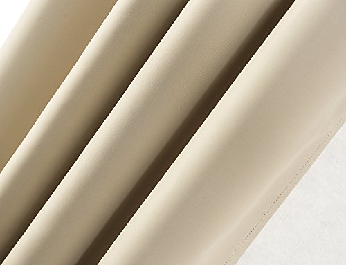KEYNIS Gardinen Blickdicht Verdunklungsgardine mit Ösen, Thermogardine Verdunklungsvorhang für Schlafzimmer 2er set (140x245cm, Beige) - 5