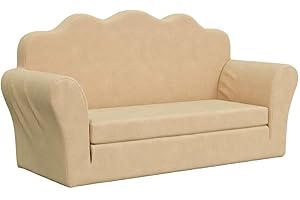 vidaXL Divano Letto per Bambini a 2 Posti Crema in Morbido Peluche