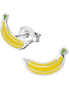 Laimons Kids Kinder-Ohrstecker Kinderschmuck Banane Gelb, Grün Sterling Silber 925