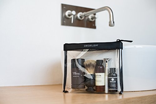 Transparente Kulturtasche | zur Mitnahme von Flüssigkeiten im Handgepäck geeignet | DEGELER Clear Bag für Flug-Reisen & Kurz-Trips | verschließbare Kosmetiktasche mit Reißverschluss - 5