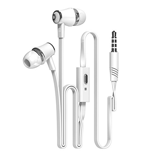 Preisvergleich Produktbild In-Ear verdrahtete Kopfhörer, Dewanxin verdrahtete Earbuds Kopfhörer mit Mikrofon für alle 3,5 mm Schnittstelle Gerät Ohrhörer Noise Cancelling Ohrhörer In Ear Kopfhörer Mit Mikrofon Noise Isolating Ohrhörer Sport Kopfhörer Super Bass Ohrhörer Für iPhone Android (Weiß)