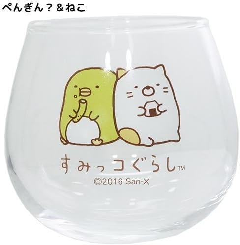 Morimoto Industry San-X Sumikko Gurashi Rocking Glass "Penguin? &amp; Cat" RM-4864