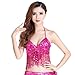 Produktbild JEELINBORE Tanzkostüm Neckholder Oberteile Quaste Pailletten Latin Bauchtanz BH Top - Halter Top #Rose, Freie Größe