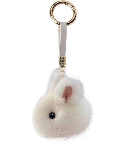 Leadigol Portachiavi a forma di coniglio in peluche, con coniglietto di ravanello, coppia, bambola, borsa per bambola, zaino, portachiavi per auto, Blu, taglia