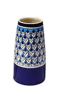 Caffeine Ceramic Handmade Blue Morocco Flower Vase (Set of 1)