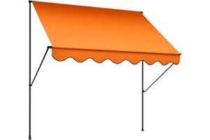 ANGERER FREIZEITMÖBEL GMBH Angerer Klemmmarkise Exklusiv mit Handkurbel, Terrasse/Balkon, einfache Montage ohne Bohren, Made in Germany, hochwertiger Stoff, UV-beständig, höhenverstellbar, wasserabweisend, 300 cm Orange