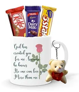 The Gift Basket||Valentine Day Special Combo-Ceramic Mug,Chocolate,Teddy Bear|All Occasion gift for Boyfriend, Girlfriend, Husband, Wife,GF,BF-15