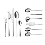 Inhalt: 66-teilig für 12 Personen: je 12 Gabeln, Tafelmesser, Löffel, Kuchengabeln, Tee-/ Kaffeelöffel, ein Salatbesteck (2-teilig), ein Servierlöffel, ein Portionsschöpfer, ein Serviergabel, ein Tortenheber - Artikelnummer: 1261006342