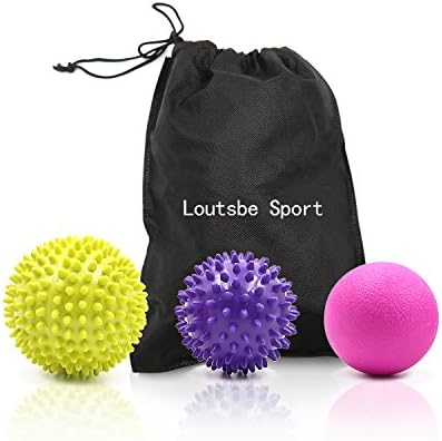 Spiky Massage Balls 3 PACK - 2 Spiky Ball and 1 Lacrosse Ball for Deep Tissue Foot, Back, Plantar Fasciitis &amp; All Over Body Deep Tissue Muscle Therapy , Stress Reflexology- Massage Balls- 2.6 /3 /3.7 inch