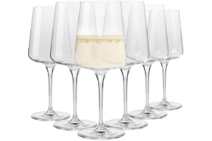 KROSNO Vitvinsglas, 6 x 400 ml, Infinity-kollektionen | Blyfritt glas, Tål maskindisk, Modern kupa på fot, För vitt vin mouss