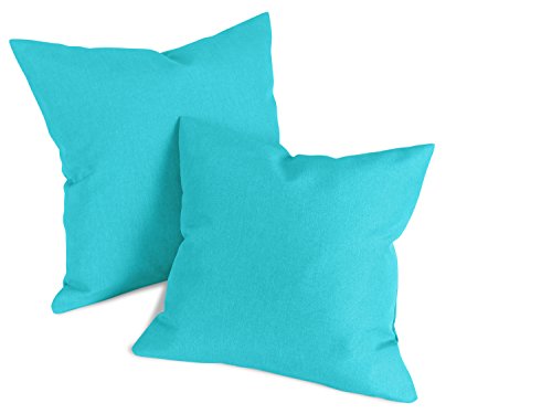 Doppelpack zum Sparpreis – Milano – Kissenhüllen erhältlich in 23 Unifarben und 2 verschiedenen Größen – hochwertiger Polsterstoff mit Perleffekt, türkis, 40 x 40 cm - 2
