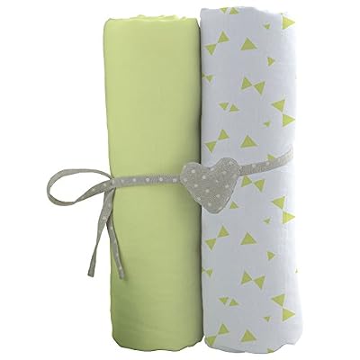 babyCalin lot de 2 Draps Housse 60 x 120 cm ( Blanc et vert)