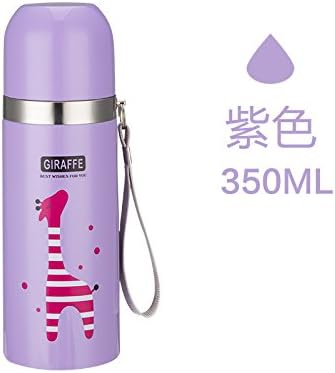 LKJH*Stainless steel vacuum flask warheads in lovely cartoon cups men and women's children water bowl 350ml,350ml Purple