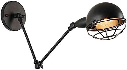 Nordic Retro Industrial Foldable Swing Arm Black Iron Wall Lamp Modern American Bedroom Bedside Sconce Office Reading Fixture Adjustable Practical E27 Wall Light