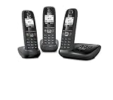 Gigaset AS470A Trio - Téléphone fixe sans fil - Répondeur - 3 combinés - Noir