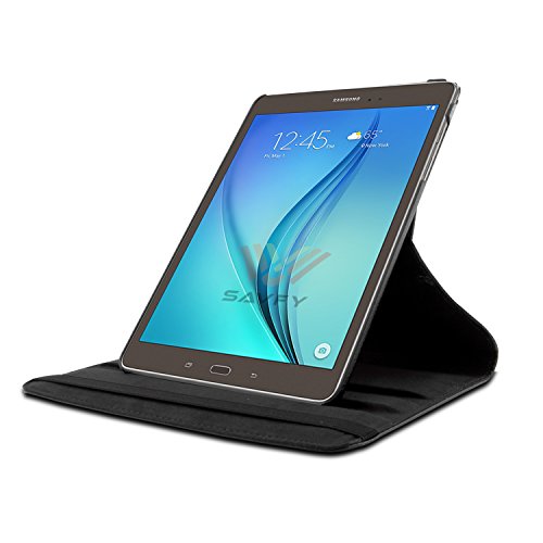 Samsung Galaxy Tab A 9.7 Hülle, SAVFY® Ultra Slim 360 Grad Drehung Case PU Kunstleder Tab AT550N T555N 24,6 cm(9.7 Zoll) Hülle mit Standfunktion und Auto Schlaf / Wach Funktion inkl. Eingabestift und Schutzfolie -schwarz - 3