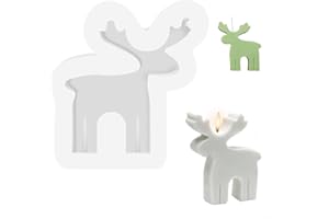 surfsexy Gießformen Weihnachten Elch Kerzenformen zum Gießen Silikonform Weihnachten Kerzen Gießen Formen für Handgemachte Seife, Kerzen, Backform, Innendekoration, 1 Stück, Weiß