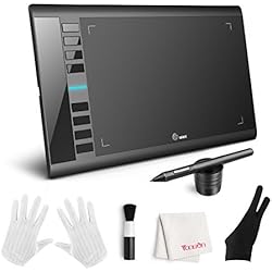 Ugee M708 Tavoletta grafica, 10 x 6 inch área activa tableta gráfica con 8 teclas de acceso rápido, 8192 Niveles de sensibilidad presión Lápiz para Windows 10/8/7 Mac OS artista, funda, aficionados