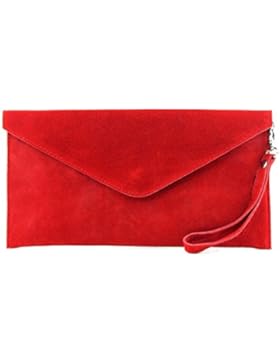 modamoda de - ital. Ledertasche Clutch Unterarmtasche Abendtasche Citytasche Wildleder T106