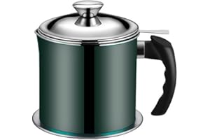 YUANPGKY Contenedor de grasa de acero inoxidable de 3 litros con colador, almacenamiento de grasa con tapa, mango de fácil agarre para almacenar aceite de freír y grasa de cocina (verde)