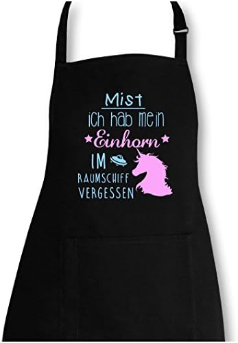 EZYshirt Mist I Have Forgotten My Unicorn/Spaceship Apron - Black - One Size