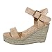 Produktbild UOWEG Wedges Sandalen Damen Sommer Mode Knöchelriemen Sandalen Wedges Retro Platform Open Toe Sandalen