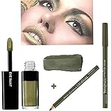 L'Oréal Paris Color Riche Sombra de Ojos/ombrés S6 Jungle Jade + lápiz Khol & contour mineral Bourjois, color 03 verde espuma (kit de 2 productos)