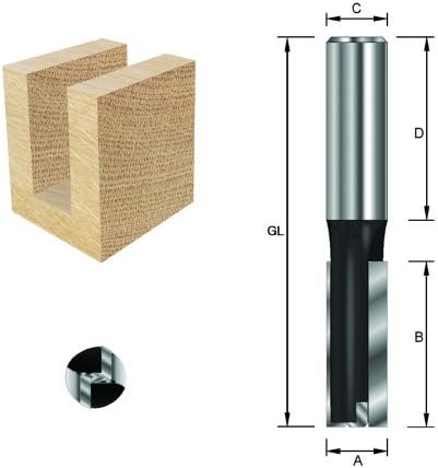 ENT Straight Cutter TC Shank (C) 12 mm, Diameter (A) 12 mm, B 20 mm, D 40 mm, GL 64 mm, with TC Centre Tip