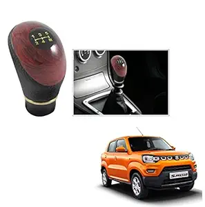 Kozdiko Leatherette Wooden Finished Gear Knob Black Car Gear Shift knob for Maruti Suzuki S-Presso