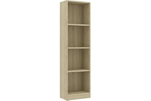 vidaXL Estantería de 4 Niveles Estante Librerías Almacenaje Mostrador Organizador Salón Oficina Dormitorio Cocina Contrachapada Roble 40x24x142cmcm