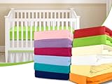 Kinder-Jersey-Spannbetttuch - mit einer Steghöhe von ca. 20 cm passend für Kinder- und Babybettmatratzen - erhältlich in 15 ausgesuchten Farben und einer Einheitsgröße von 60-70 cm x 120-140 cm, weiß